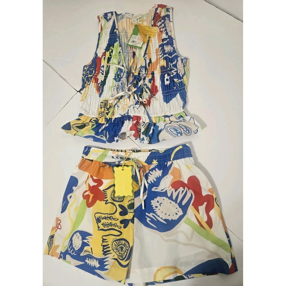 Chelsea & Violet Natalie 2 Piece Colorful Abstract Tropical Rayon Set Festival